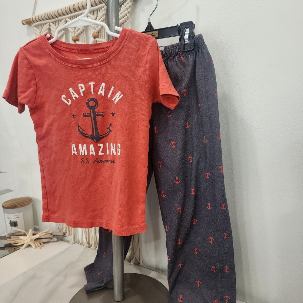[ Carter's] size 6, boys coral and gray pajama set- " captain awesome "⚓️🔱 - Picture 6 of 13